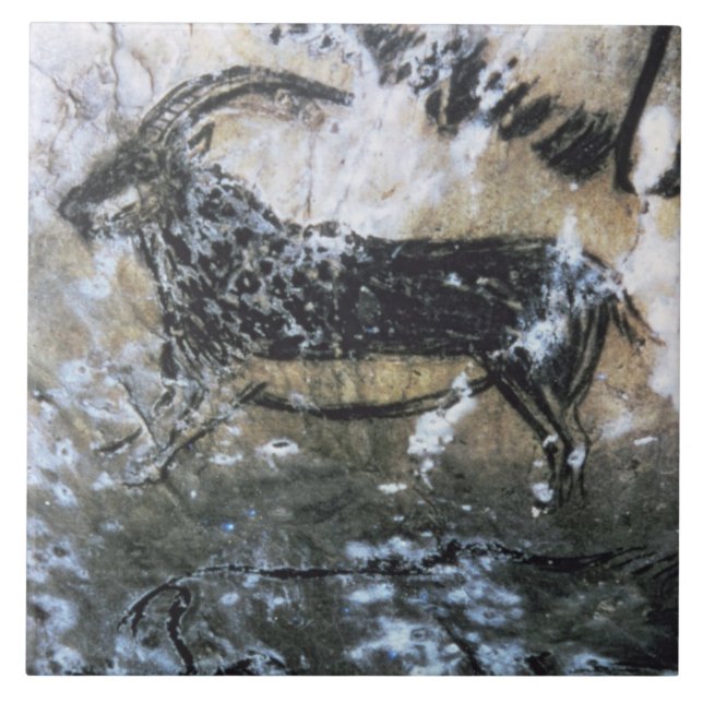 Goat or Chamois, rock painting in the Black Room, Tile (Front)