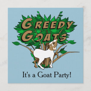 Goat Party Invite Traditional: Linen 5.25" x 5.25"
