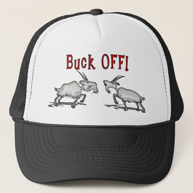 Goat Pet Farm Animal Buck Off for Men Gifts Dad Trucker Hat (Front)