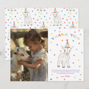 Goat Petting Zoo Birthday Thank You Card