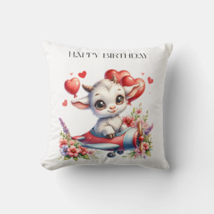 Goat Pilot Birthday Cushion