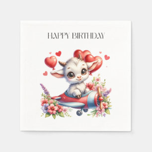 Goat Pilot Birthday Napkin