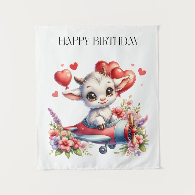 Goat Pilot Birthday Tapestry (Front)