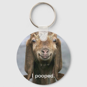 Goat pooping key ring