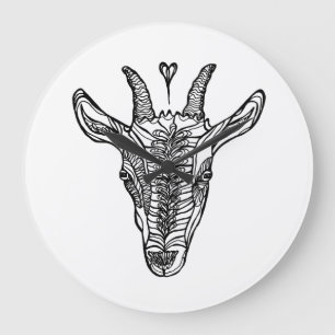 Goat Portrait with Heart Wall Clock