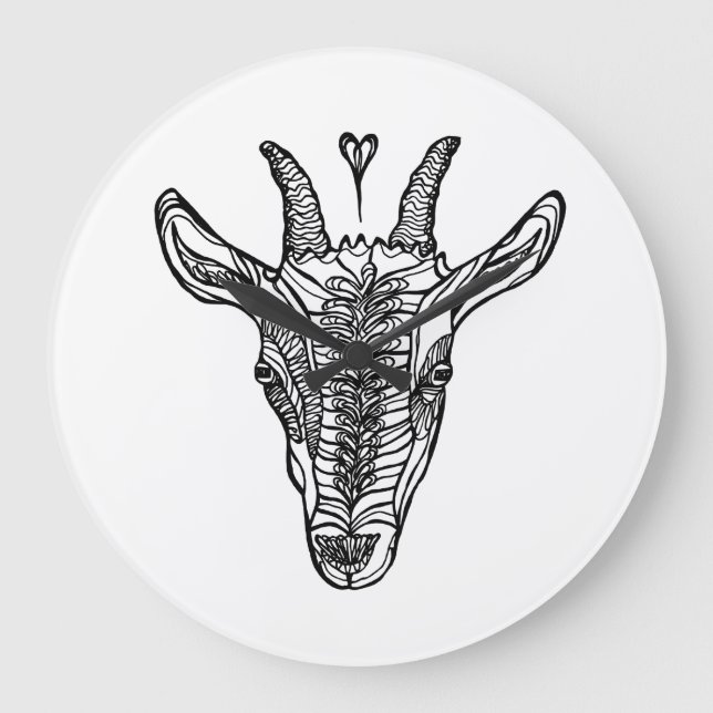 Goat Portrait with Heart Wall Clock (Front)