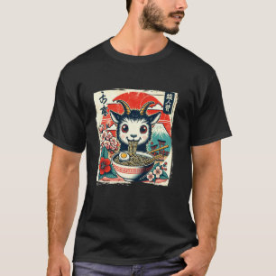 Goat Ramen Retro Funny Japanese Distressed T-Shirt