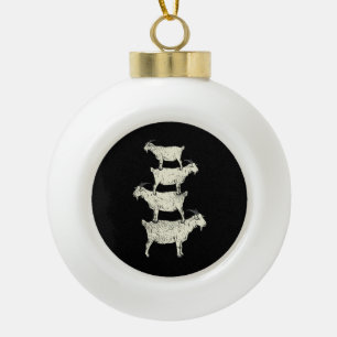 Goat Retro Ceramic Ball Christmas Ornament