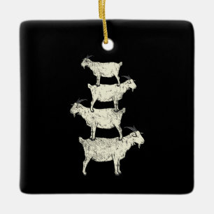 Goat Retro Ceramic Ornament