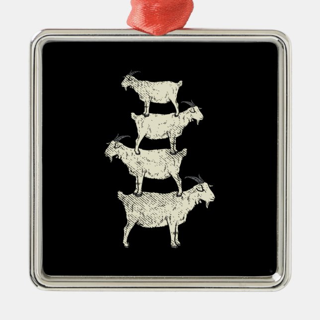 Goat Retro  Metal Tree Decoration (Front)