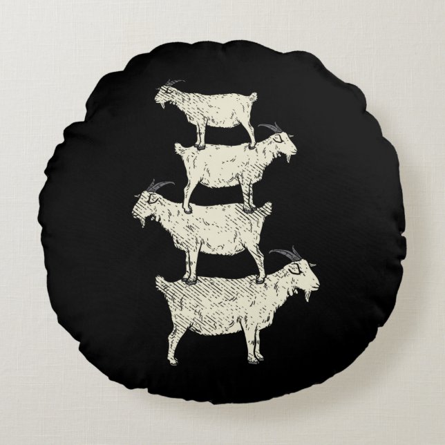 Goat Retro  Round Cushion (Front)