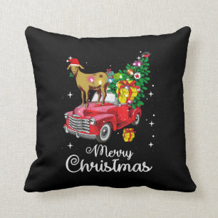 Goat Rides Red Car Christmas Cushion