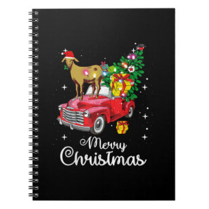 Goat Rides Red Car Christmas Notebook