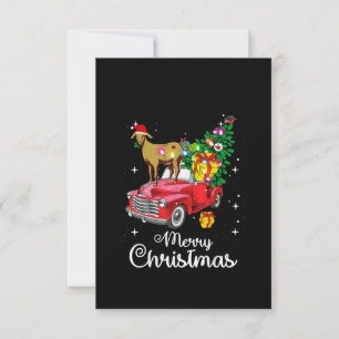 Goat Rides Red Car Christmas Thank You Card