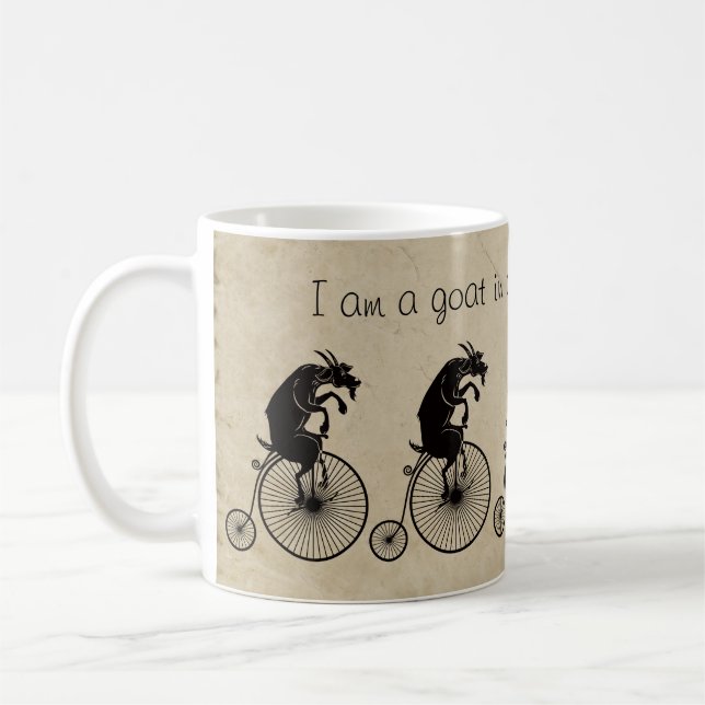 Goat riding a Bike Coffee Mug (Left)