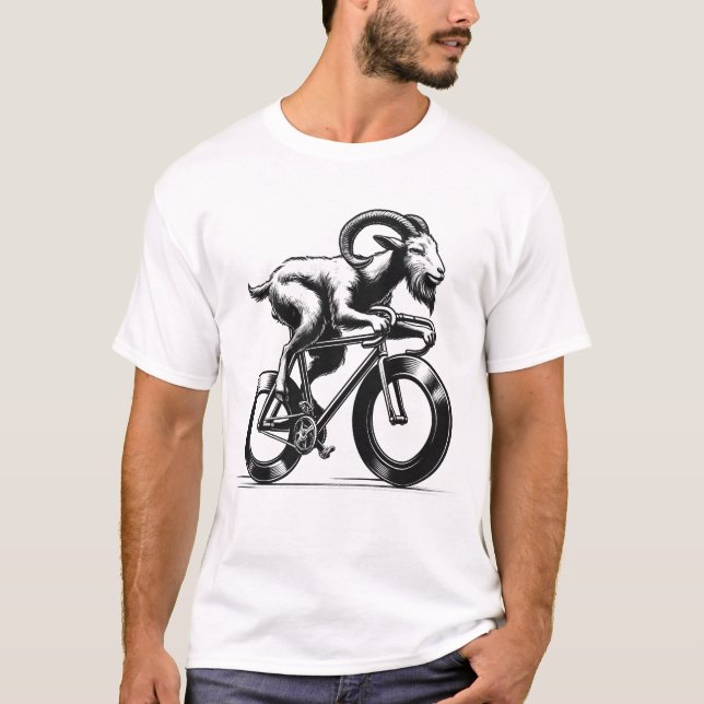 Goat Riding Bike Biker Bicycle Lover Biking T-Shirt (Front)