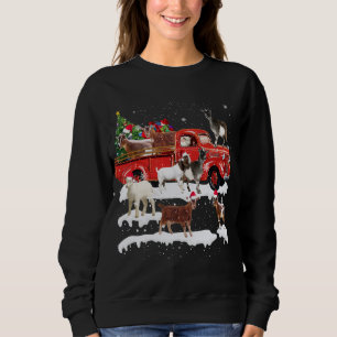 Goat Riding Red Truck Merry Christmas Farmer X-mas Sweatshirt