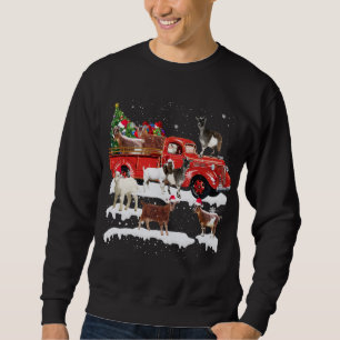 Goat Riding Red Truck Merry Christmas Farmer X-mas Sweatshirt