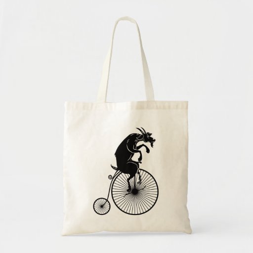 Image of Goat Riding Vintage Bike Tote Bag