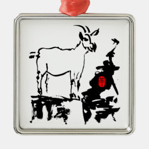 Goat rocks - 2015 Year of The Goat - Metal Tree Decoration