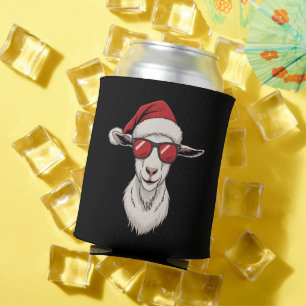 Goat Santa Hat Funny Cute Farm Animal Farmer Xmas Can Cooler