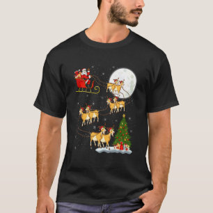 Goat Santa Sleigh Flying Funny Magical Christmas T-Shirt