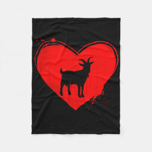 Goat Silhouette Heart Shape Valentine Goat Lovers  Fleece Blanket