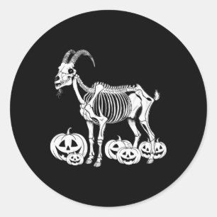 Goat Skeleton Birthday Halloween Mens Womens Kids  Classic Round Sticker