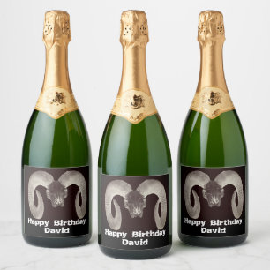 Goat Skull Face ,and Personalised Sparkling Wine Label