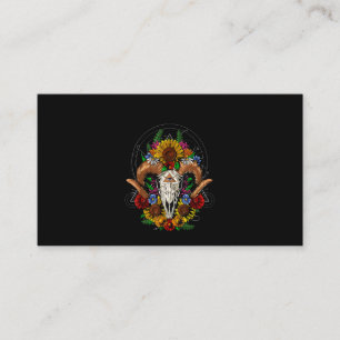 Goat Skull Psychedelic Sunflowers Business Card