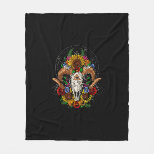 Goat Skull Psychedelic Sunflowers Fleece Blanket
