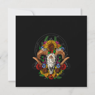 Goat Skull Psychedelic Sunflowers Invitation
