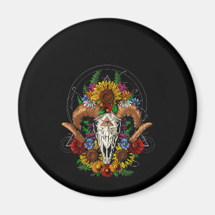 Goat Skull Psychedelic Sunflowers Magnet