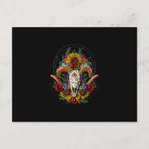Goat Skull Psychedelic Sunflowers Postcard