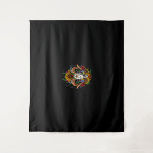 Goat Skull Psychedelic Sunflowers Tapestry