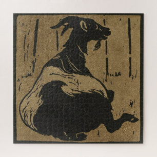 Goat - Square Animals Illustration Jigsaw Puzzle