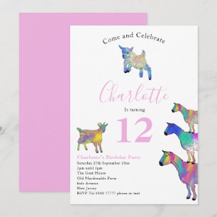 Goat Themed Farm Animal Birthday Party Invitation