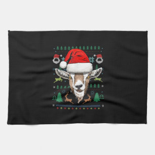 Goat Ugly Christmas Santa Xmas Gift Tea Towel