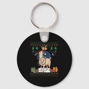 Goat Ugly Christmas Sweater Goat Lover Farmer Xmas Key Ring