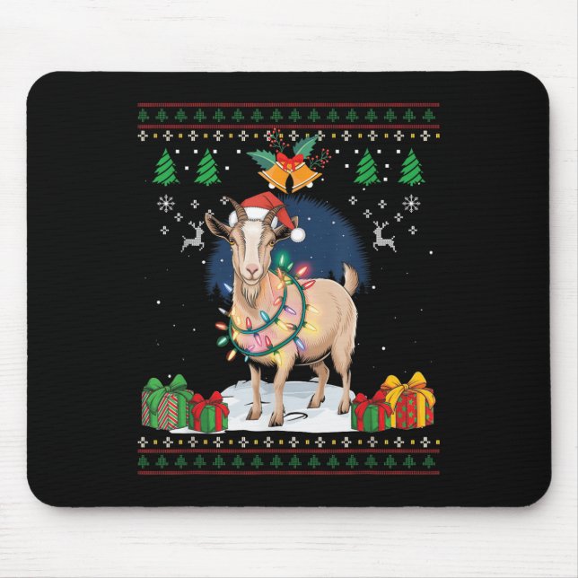 Goat Ugly Christmas Sweater Goat Lover Farmer Xmas Mouse Mat (Front)