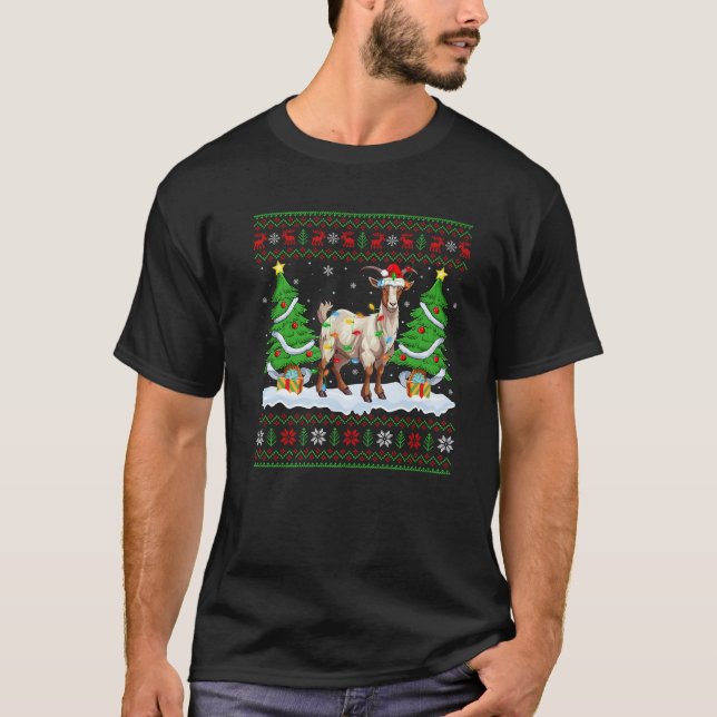 Goat Ugly Sweater Xmas Lighting Santa Goat Christm (Front)
