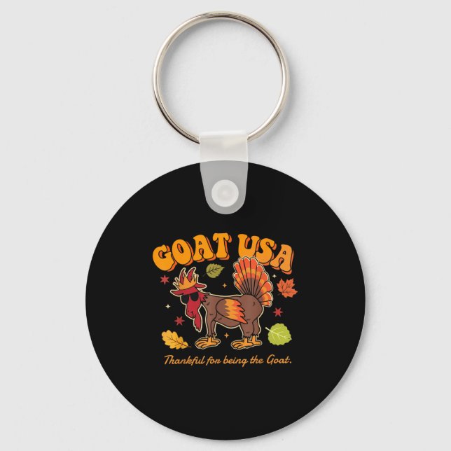 Goat Usa Thankful For Being The Goat Funny Thanksg Key Ring (Front)