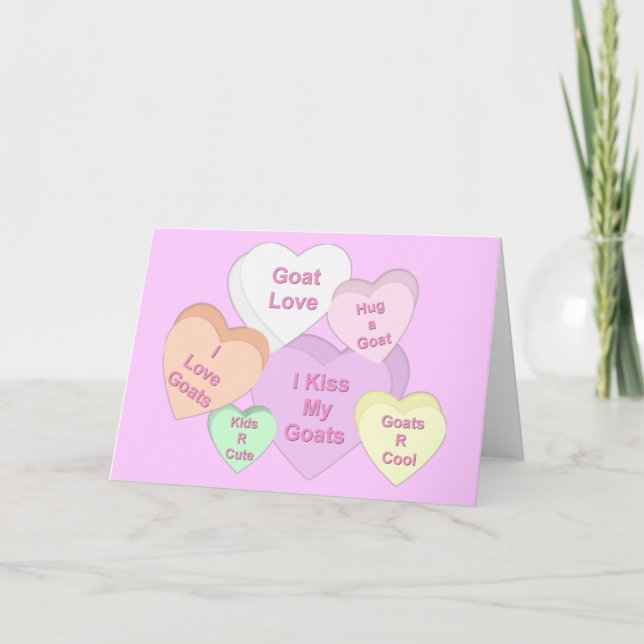 Goat Valentine Hearts Card (Front)
