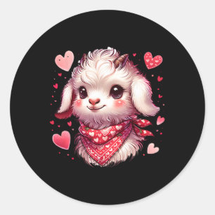 Goat Valentine Hearts Classic Round Sticker