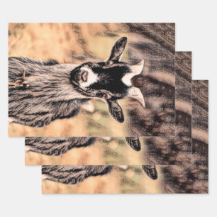 Goat Vintage Country Farm Animal Decoupage Wrapping Paper Sheet