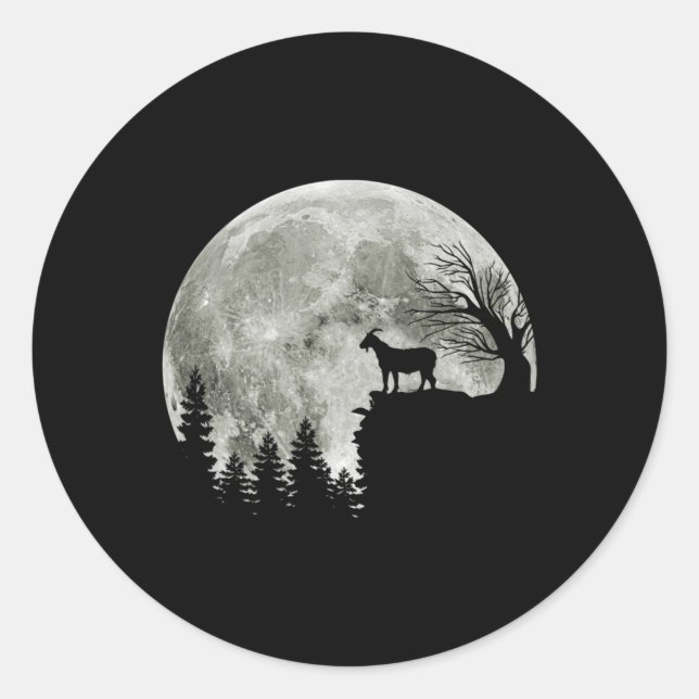Goat Walking On Mountain Goat Moon Lover Classic Round Sticker (Front)