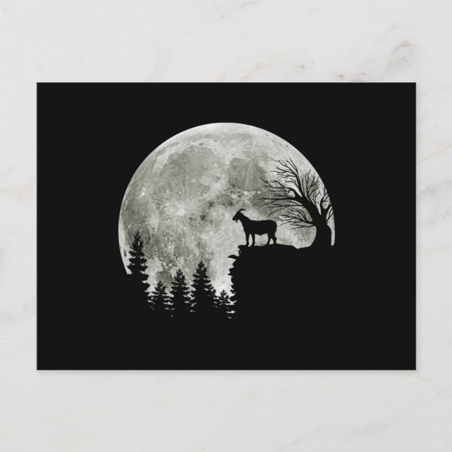 goat walking on mountain halloween moon postcard (Front)