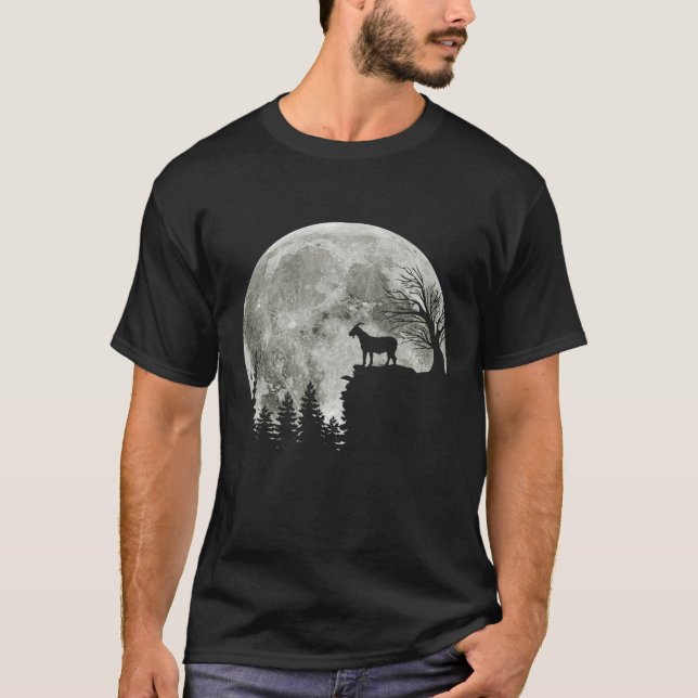 goat walking on mountain halloween moon T-Shirt (Front)