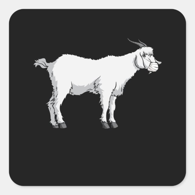 Goat Wearing Medical Face Mask Square Sticker (Front)