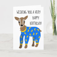 Goat Wearing Pyjamas Cute Illustration Birthday